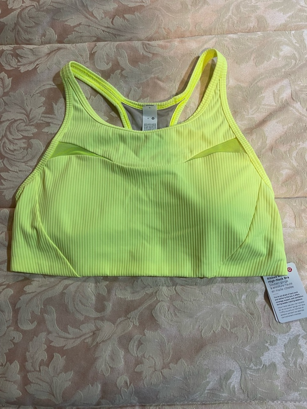 Lululemon High-Neck Ribbed Sports Bra - Neon Yellow